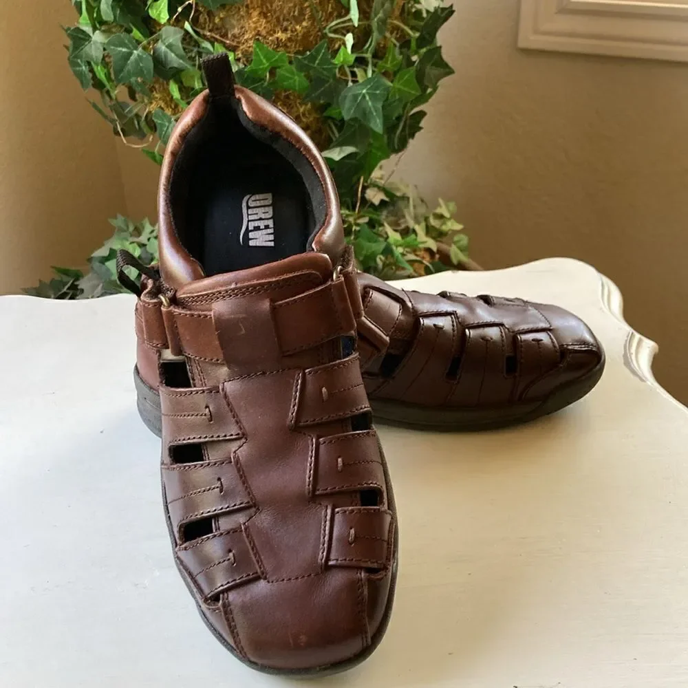 Drew Dublin Leather Fisherman Style Mens Sandals Size 11